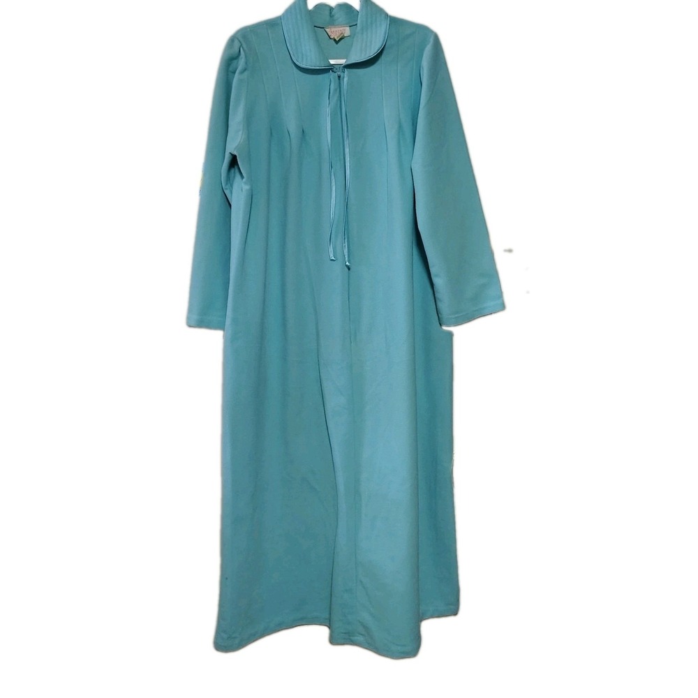 Vintage Carriage Court Sears Robe Ladies L 16/18 Aqua 1/2 Zip Comfort Winter Sof